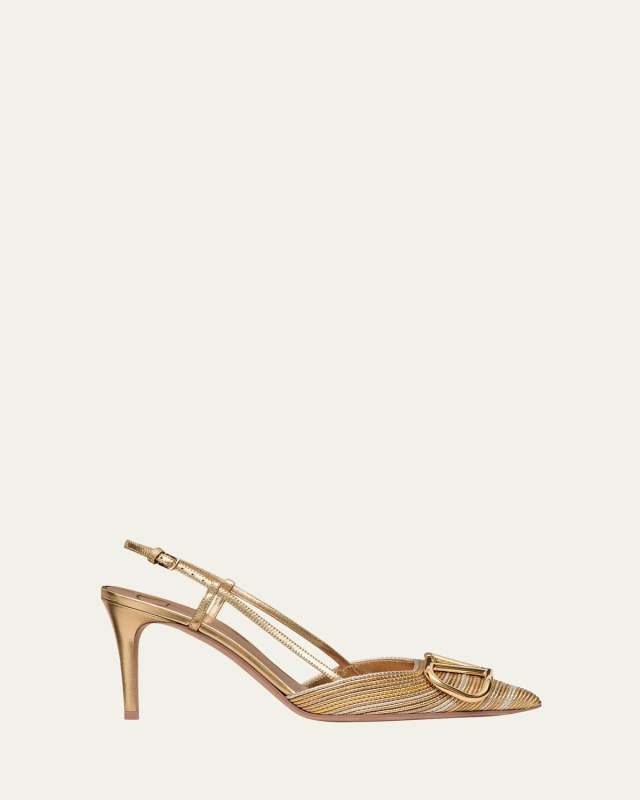 VLogo Metallic Slingback Pumps